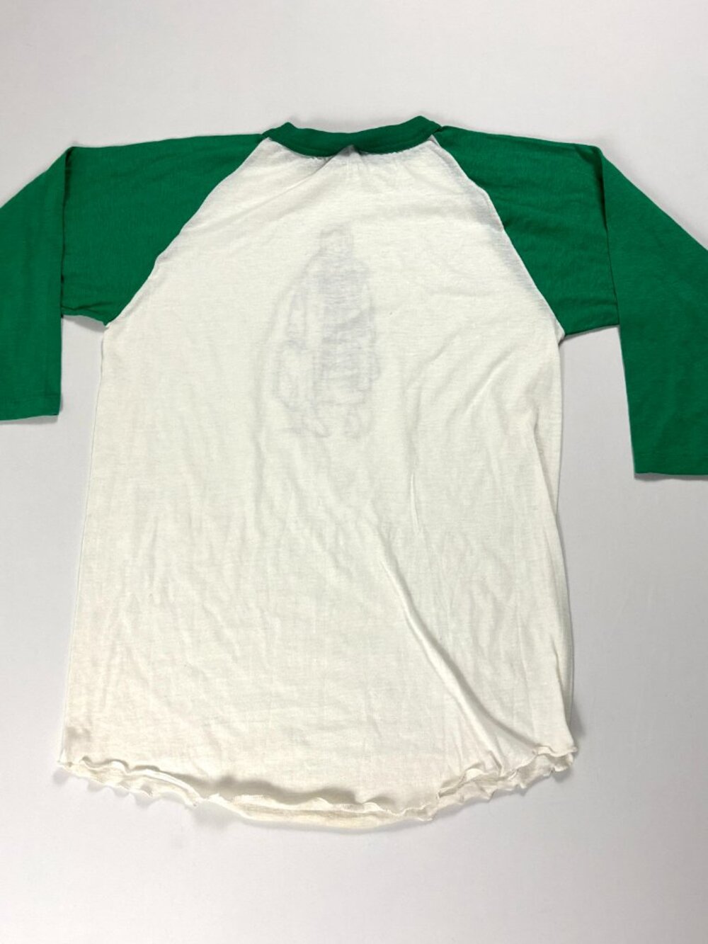 Vintage Rare Guindon Bag Lady Go Lions 3/4 Raglan Shirt Green White S/M 80s - Picture 4 of 6